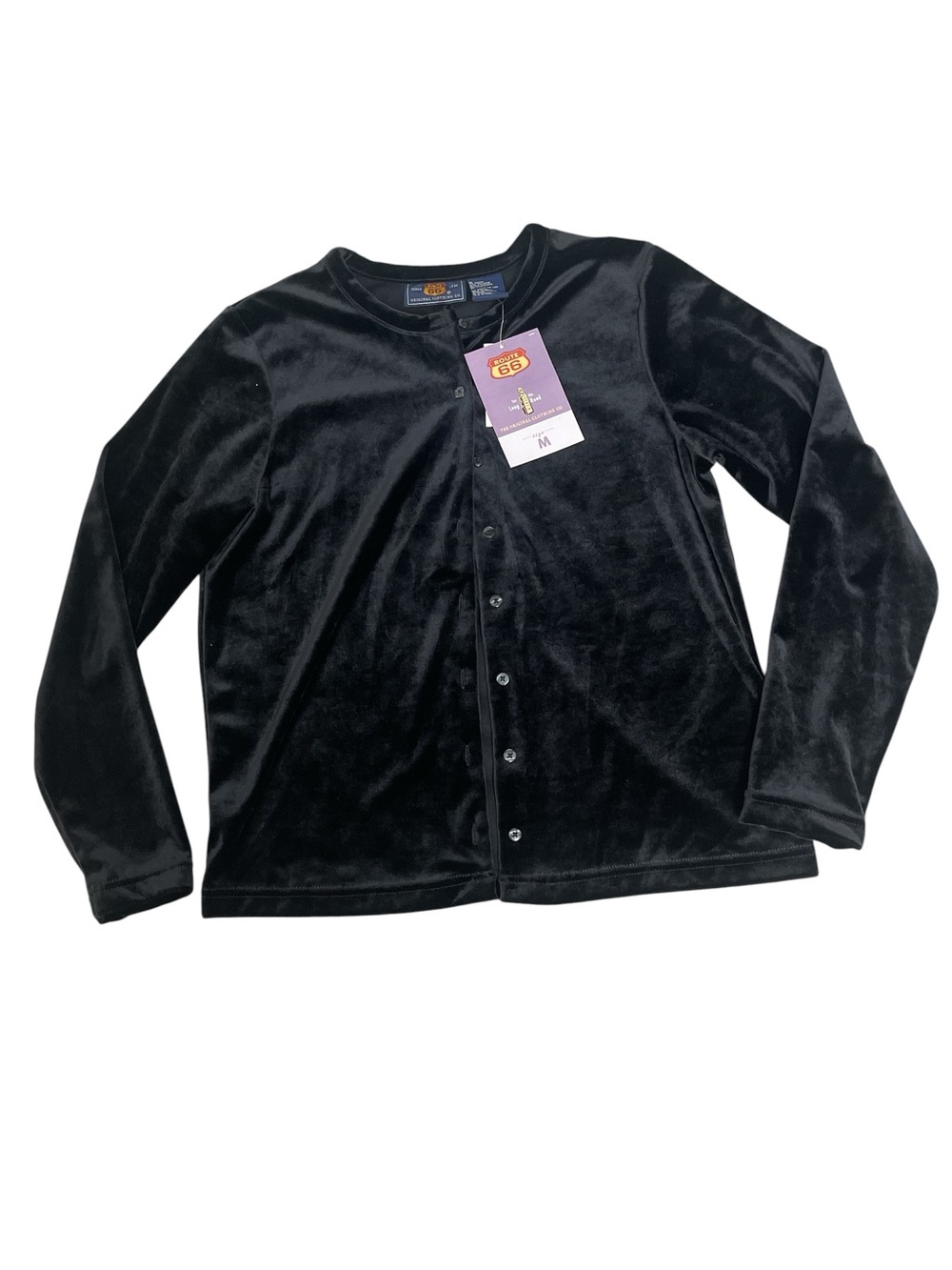 Vtg 90s Route 66 Black Velvet Button Up Cardigan